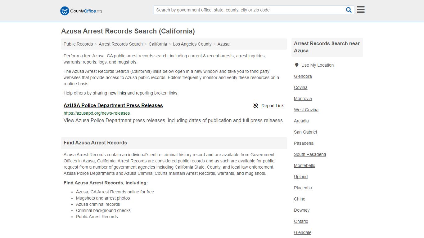 Arrest Records Search - Azusa, CA (Arrests & Mugshots)