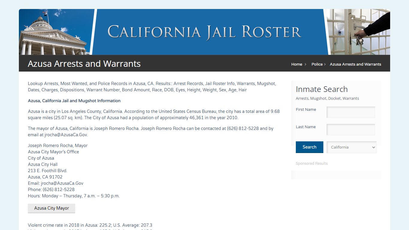 Azusa Arrests and Warrants | Jail Roster Search