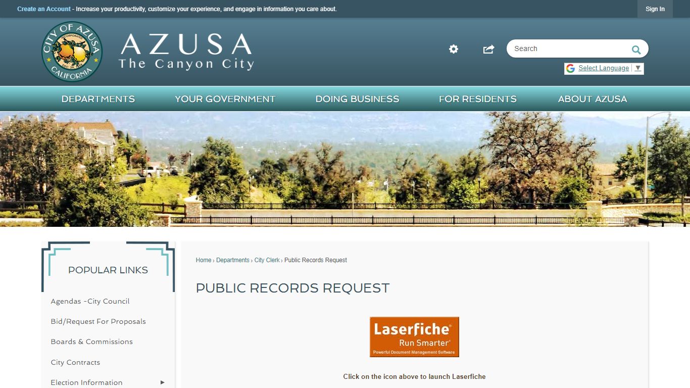 Public Records Request | Azusa, CA - Official Website